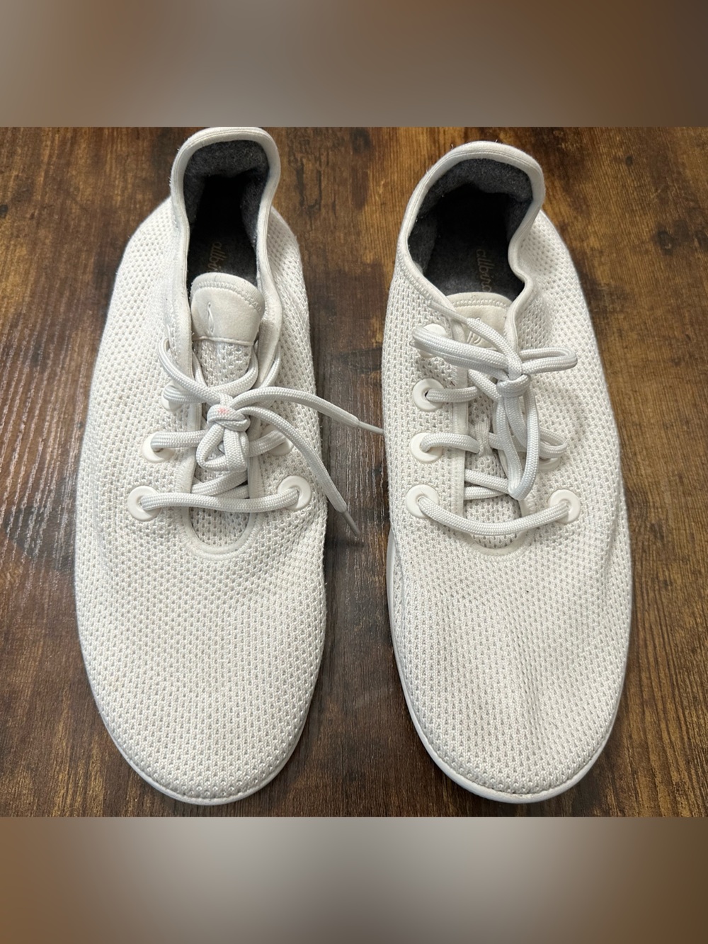 allbirds Men’s Cream Off White Knit Lace-Up Sneakers Outdoor Running Comfort